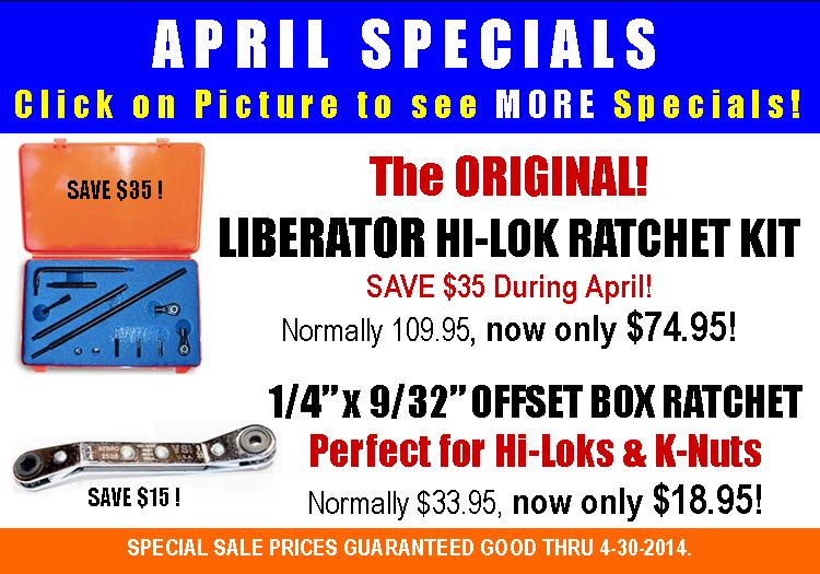 Liberator Hi-Lok Ratchet On SALE! Click here for great sale prices on Aircraft & Aviation Tools!