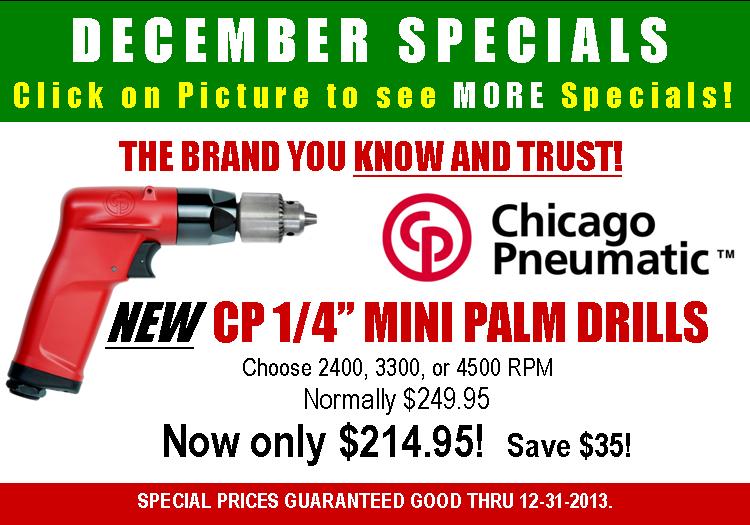 Aircraft & Aviation Tools on SALE! Click here for Chicago Pneumatic Mini Palm Drills - ON SALE!
