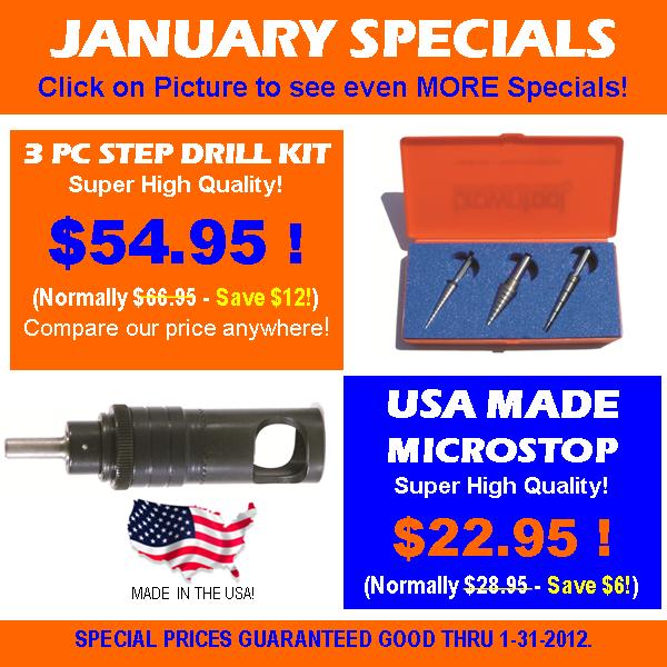 Aircraft Tools / Aviation Tools ON SALE! American Made Countersink Cage. 3 Piece Step Drill Kit.
